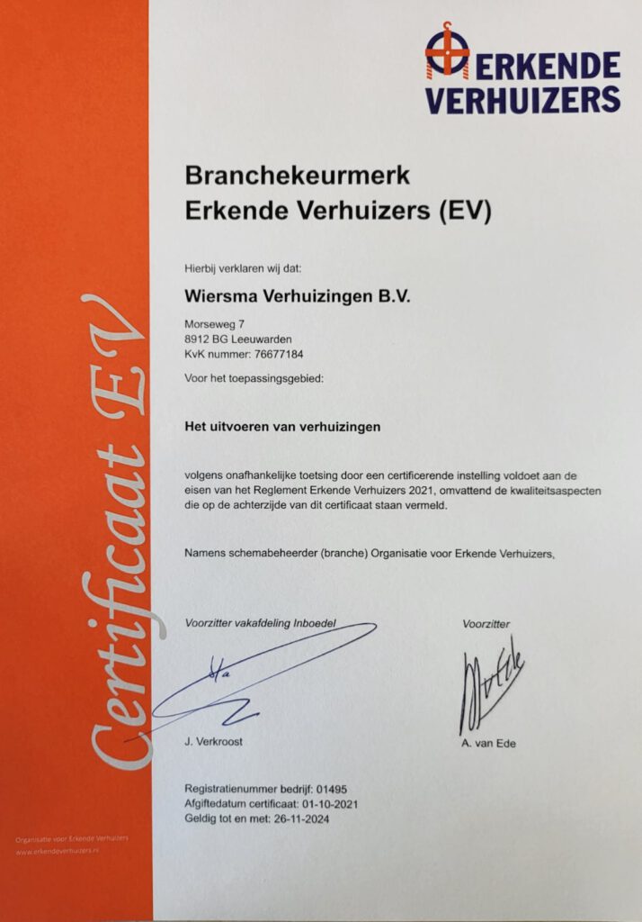 Erkende Verhuizer